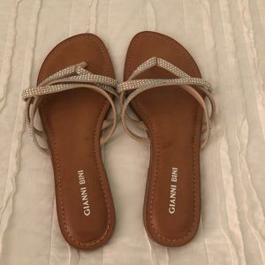 Tan, beaded Gianni Bini flip flops